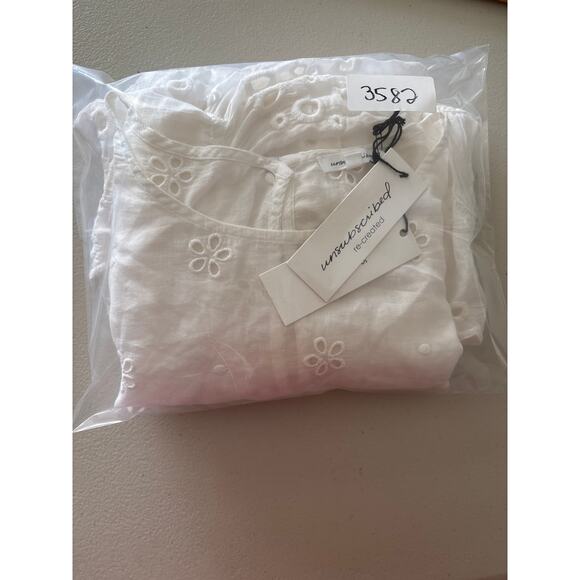 Unsubscribed Tops Blouse Shirt Women's Small White Boho Eyelet Ruffle Bib NWT - Picture 12 of 12